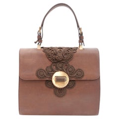 Vintage 1990s Prada Antic Passamane Brown Goat Leather Top Handle Bag