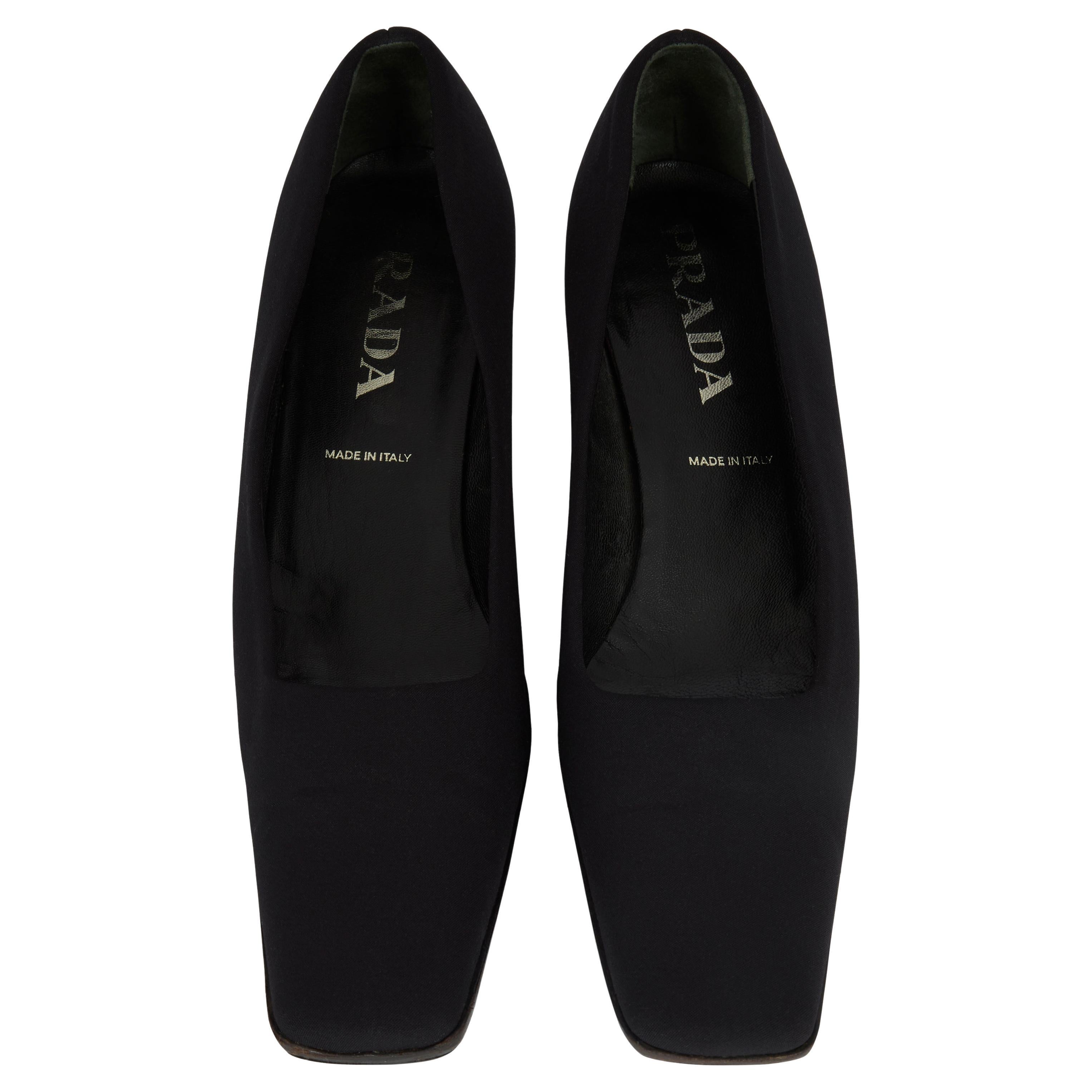 Vintage 1990
s Prada Black Square Kitten Heels