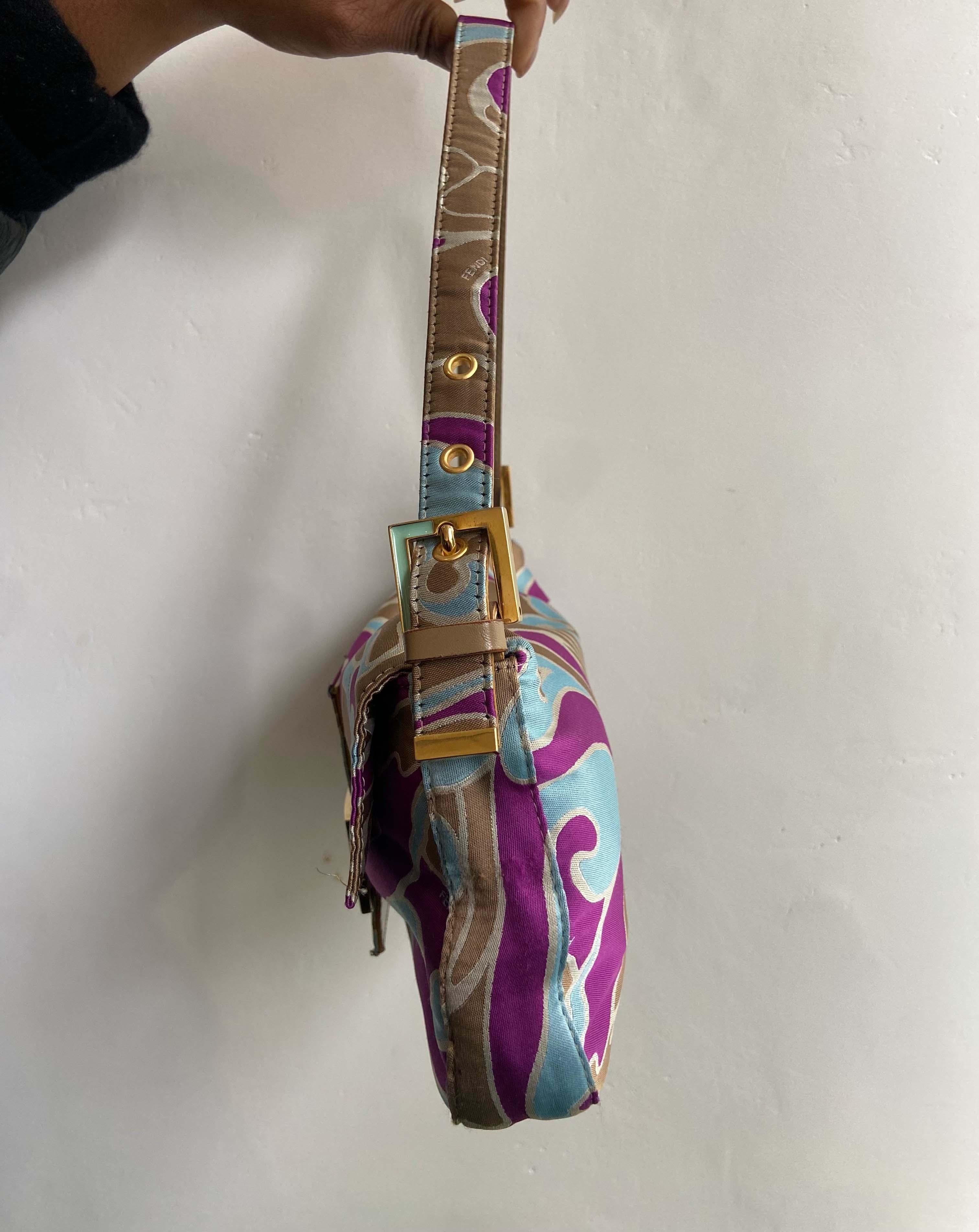 Vintage 1990's Psychedelic  Satin Swirl Print Baguette Bag In Excellent Condition For Sale In London, GB