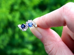 Vintage 1990s Sapphire and Diamond 18K Gold Twist Ring