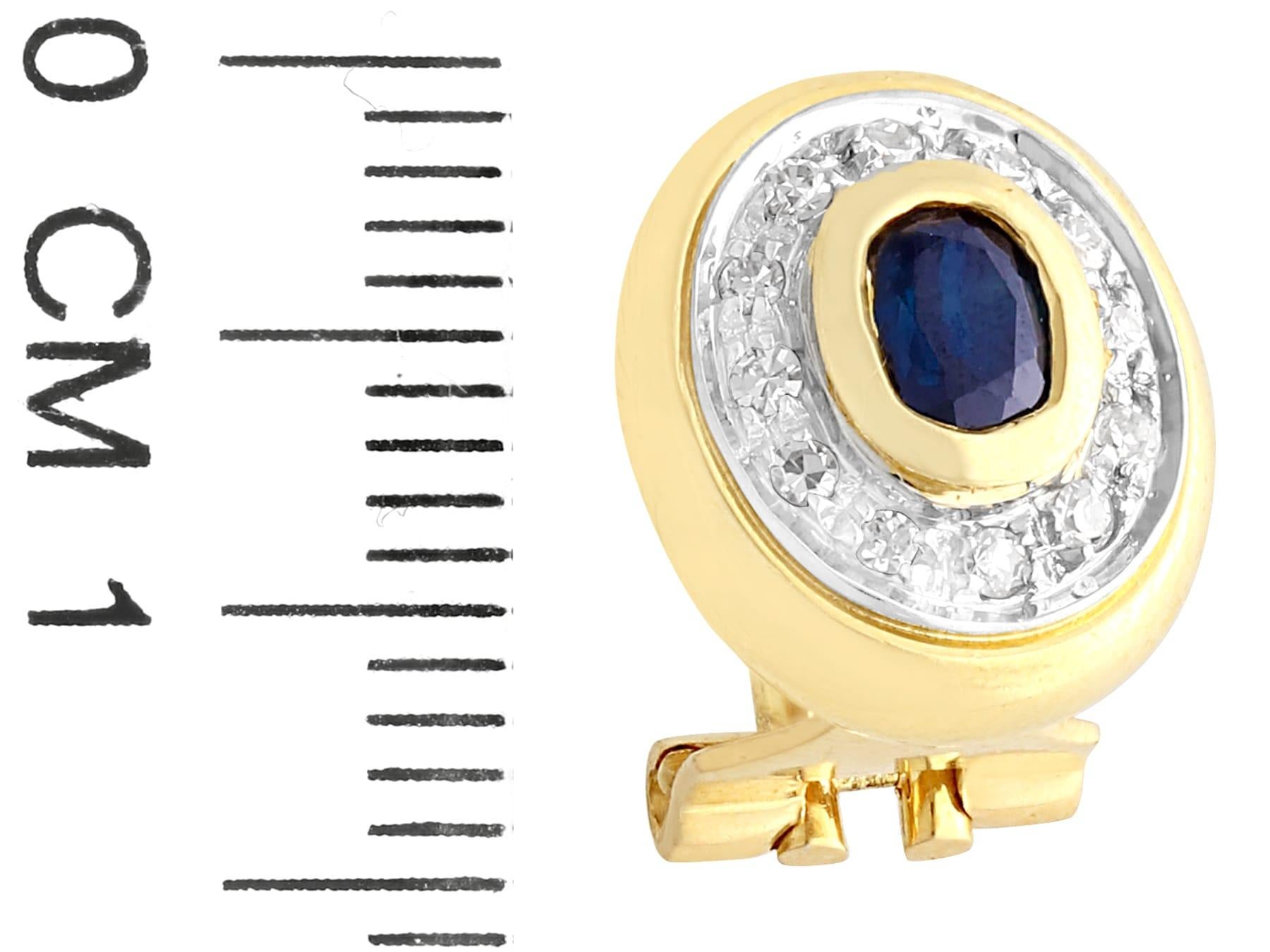 Vintage 1990s Sapphire and Diamond Yellow Gold Clip-On Earrings For Sale 4