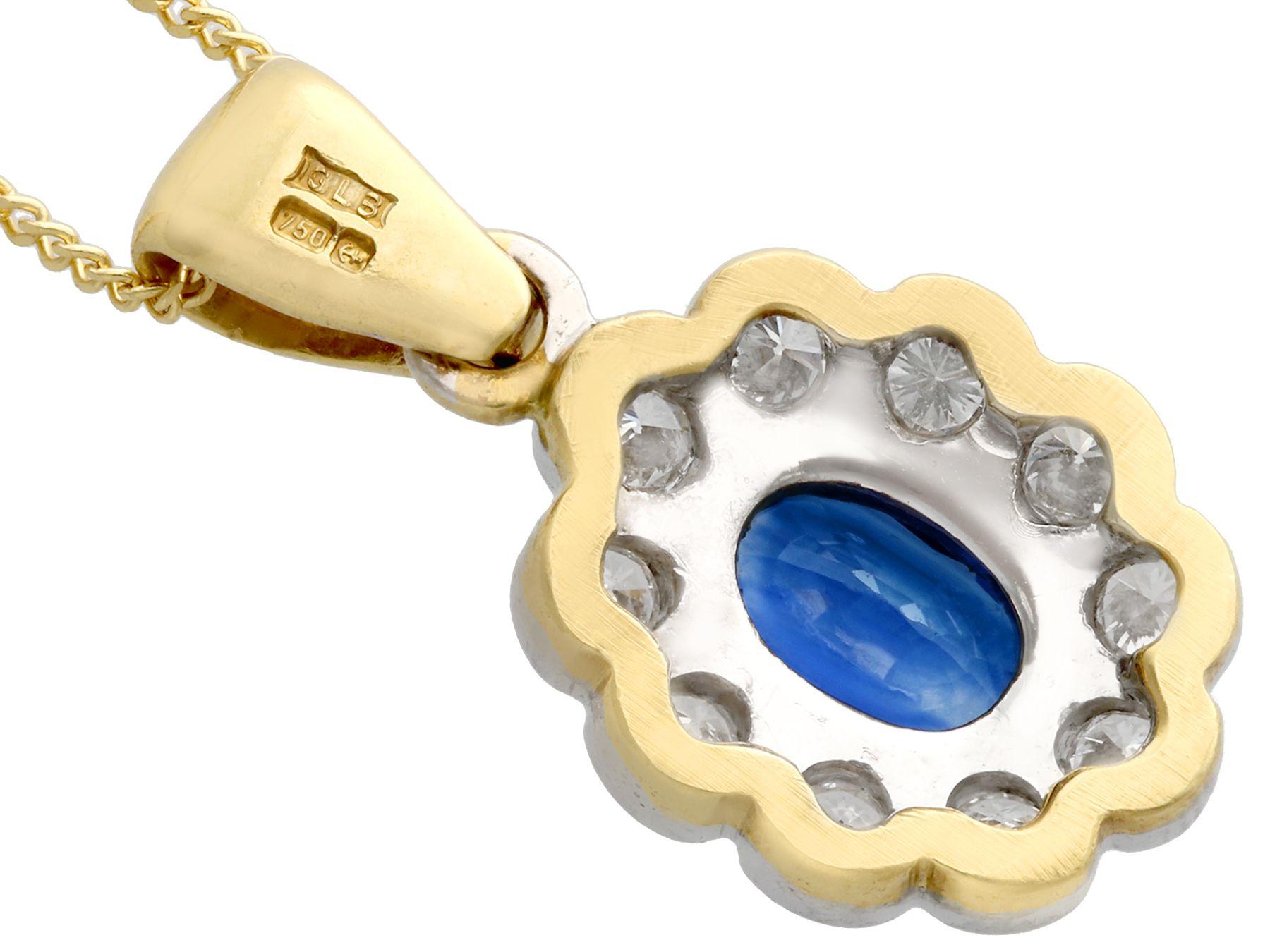 Women's 1990s Sapphire and Diamond Yellow Gold Pendant For Sale