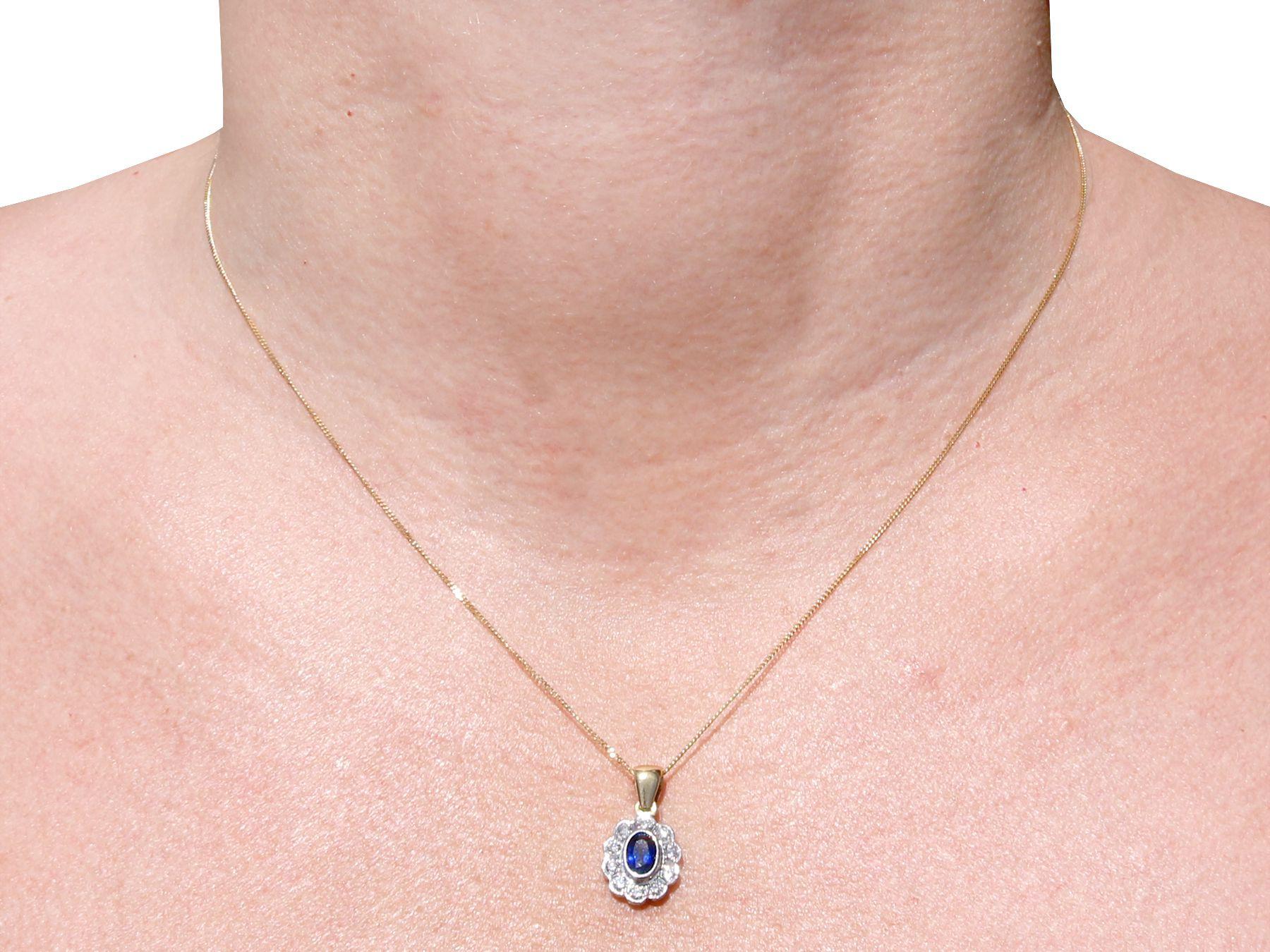 1990s Sapphire and Diamond Yellow Gold Pendant For Sale 2