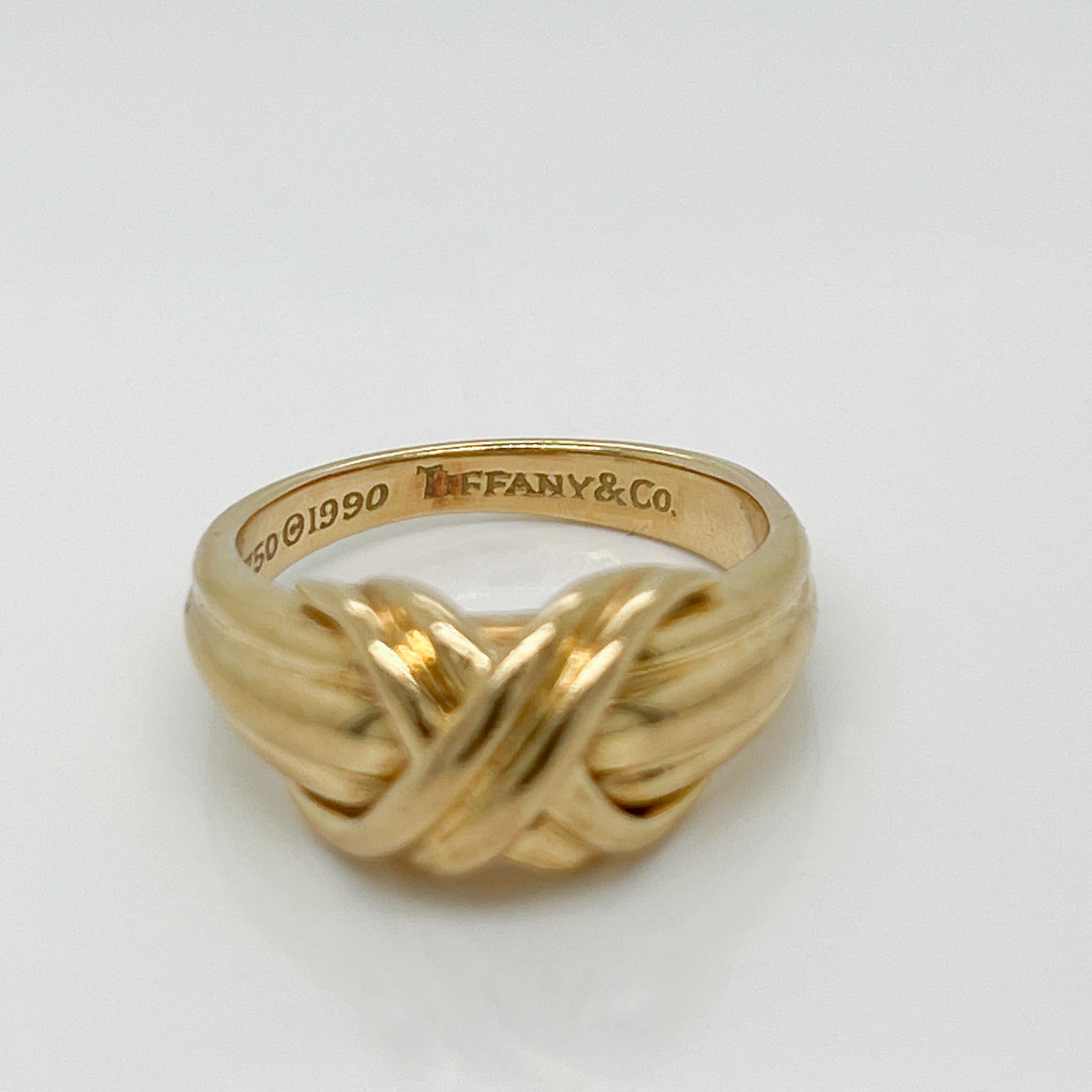 Vintage 1990s Tiffany & Co 18 Karat 'X' Ring   For Sale 2