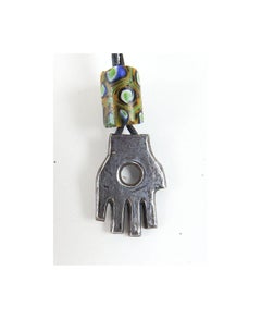 Vintage 1990s Sterling Silver Hand Symbol Pendant Artist Studio