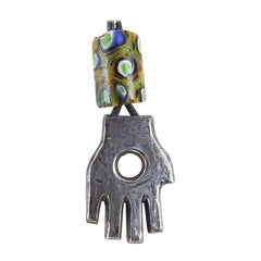 Vintage 1990s Sterling Silver Hand Symbol Pendant Artist Studio