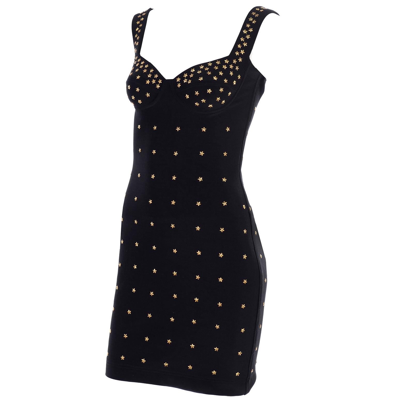 black gold star dress