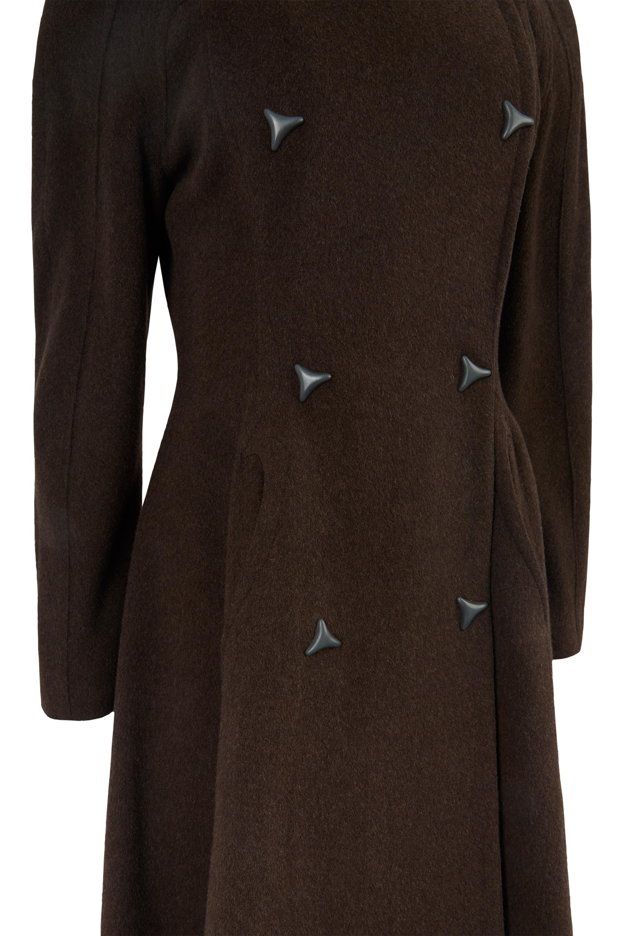 Nero Vintage anni '90 Thierry Mugler Cappotto in lana marrone in vendita