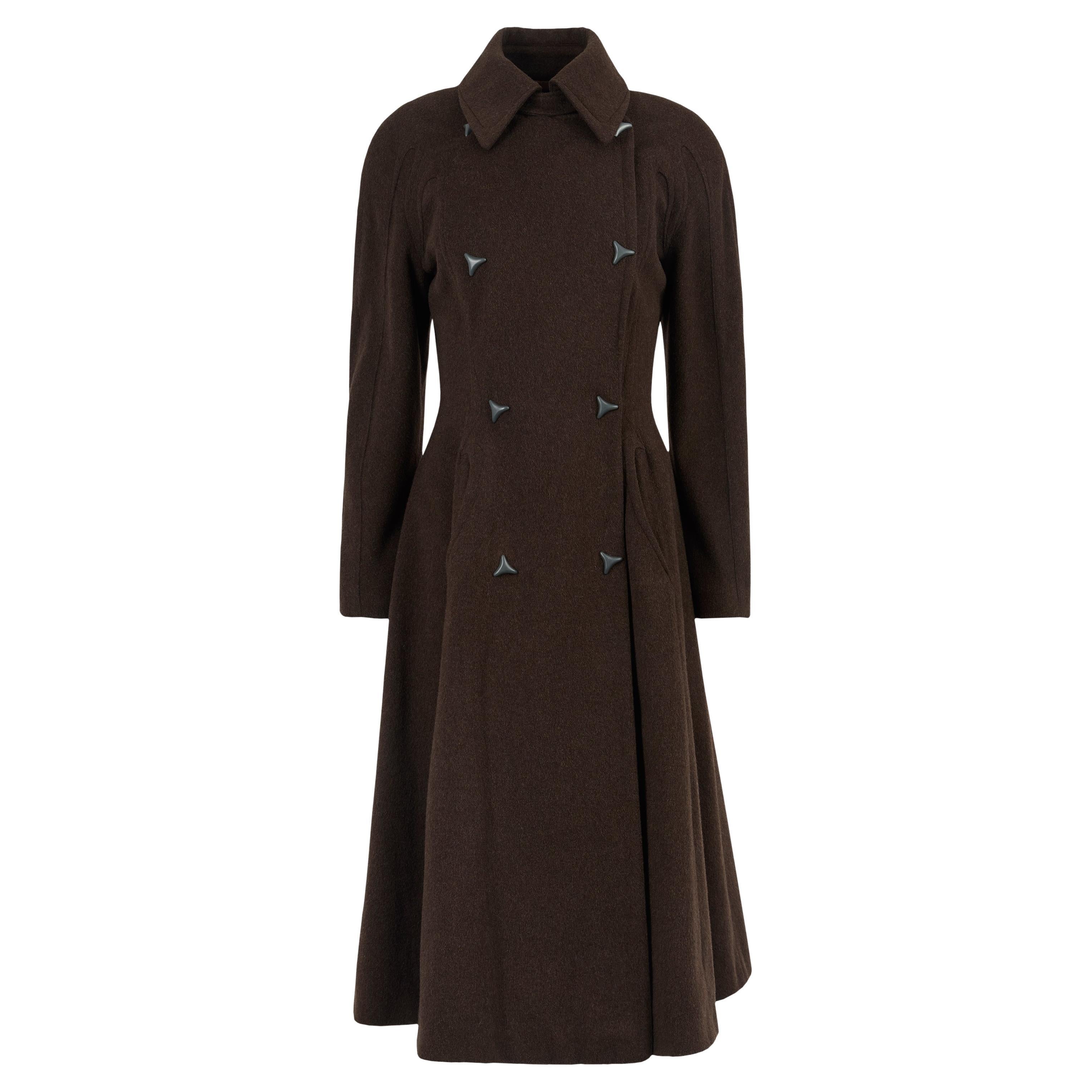Vintage 1990's Thierry Mugler Brown Wool Coat