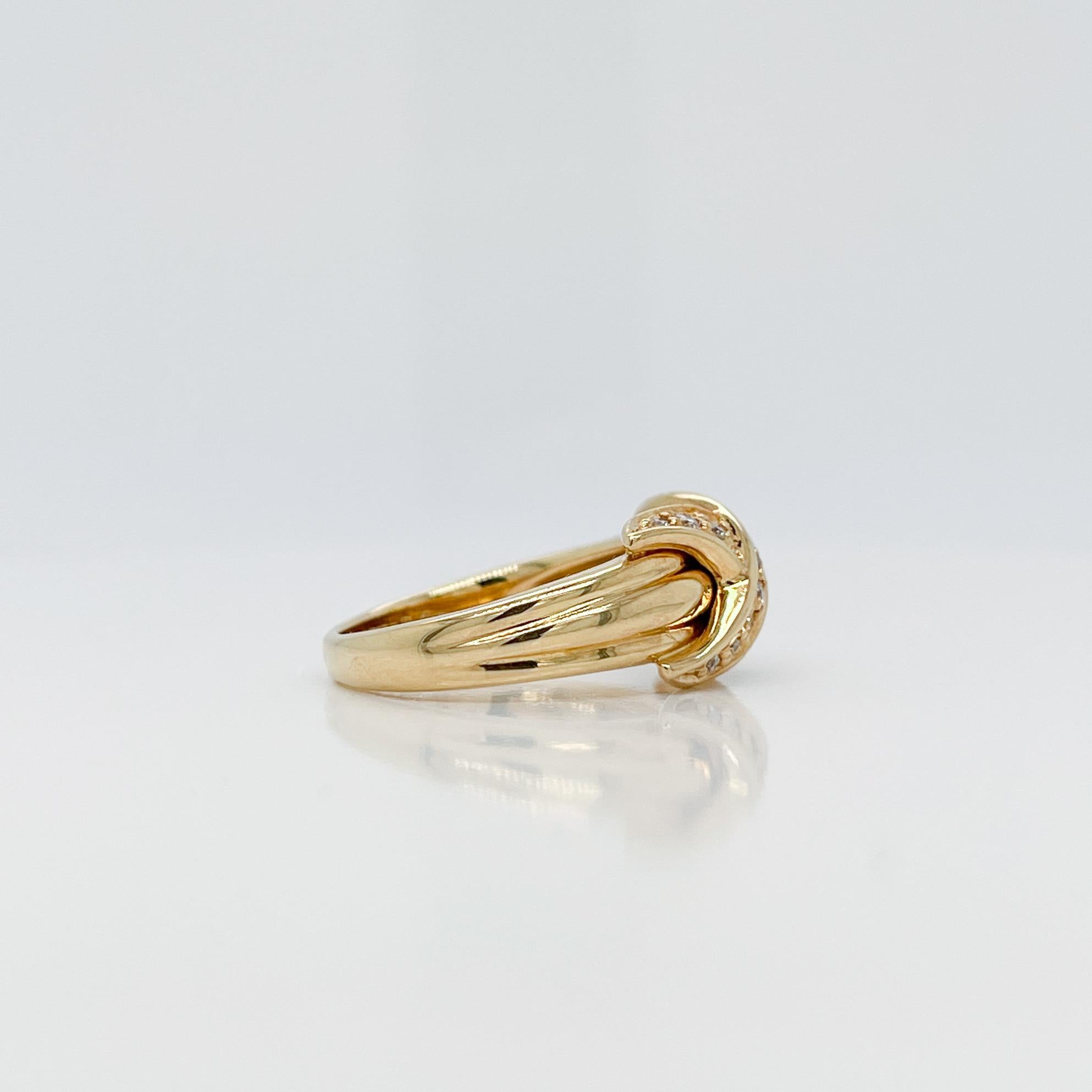 Vintage 1990s Tiffany & Co. 18 Karat Gold & Diamond 'X' Ring For Sale 1