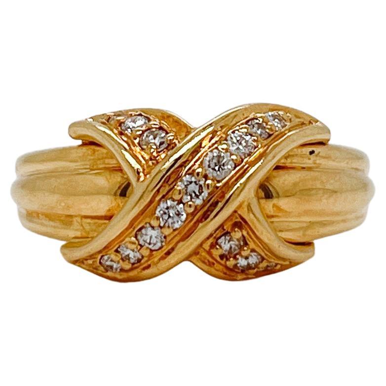 18 Karat Gold & Diamant 'X' Ring von Tiffany & Co., Vintage, 1990er Jahre (Retro) im Angebot