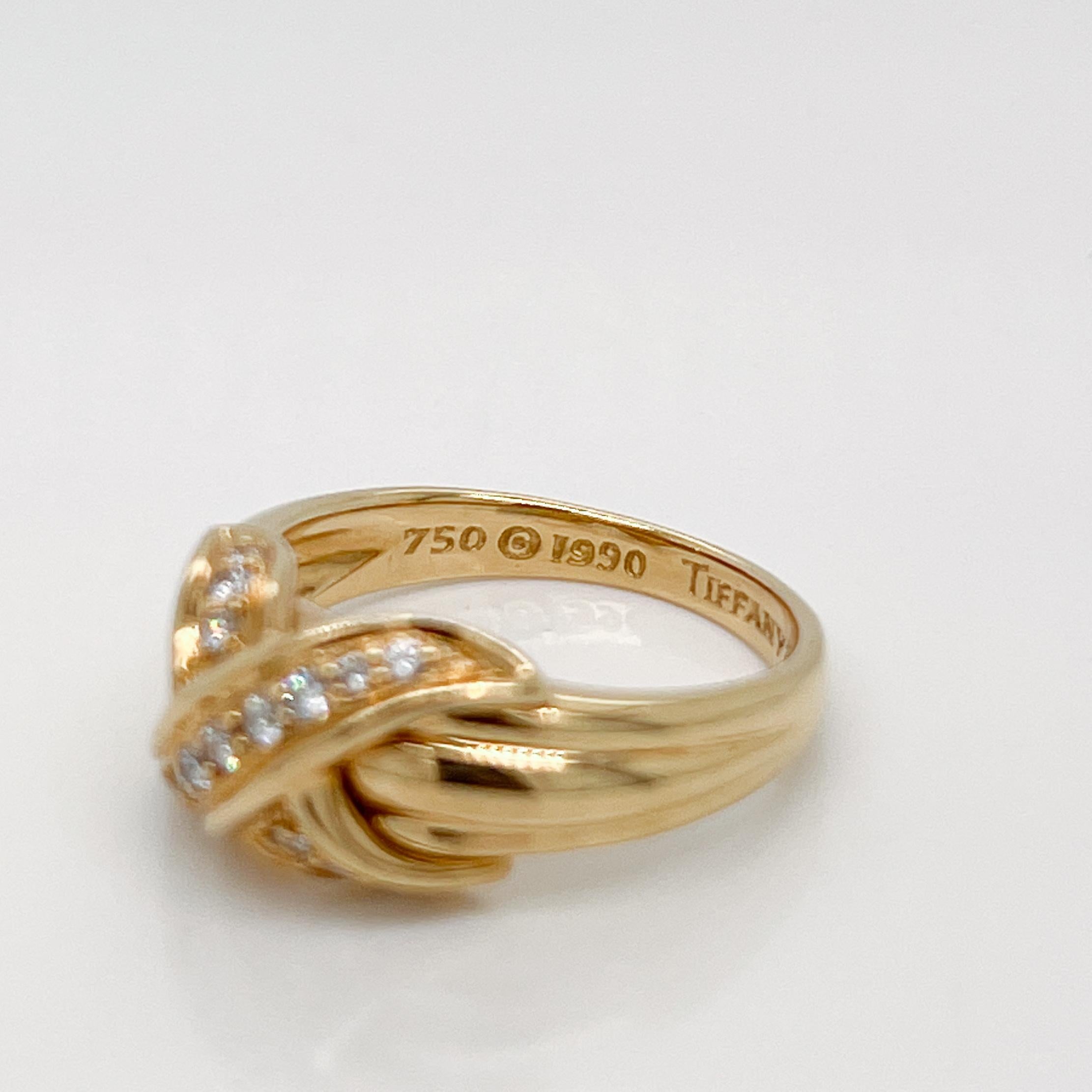 18 Karat Gold & Diamant 'X' Ring von Tiffany & Co., Vintage, 1990er Jahre (Rundschliff) im Angebot