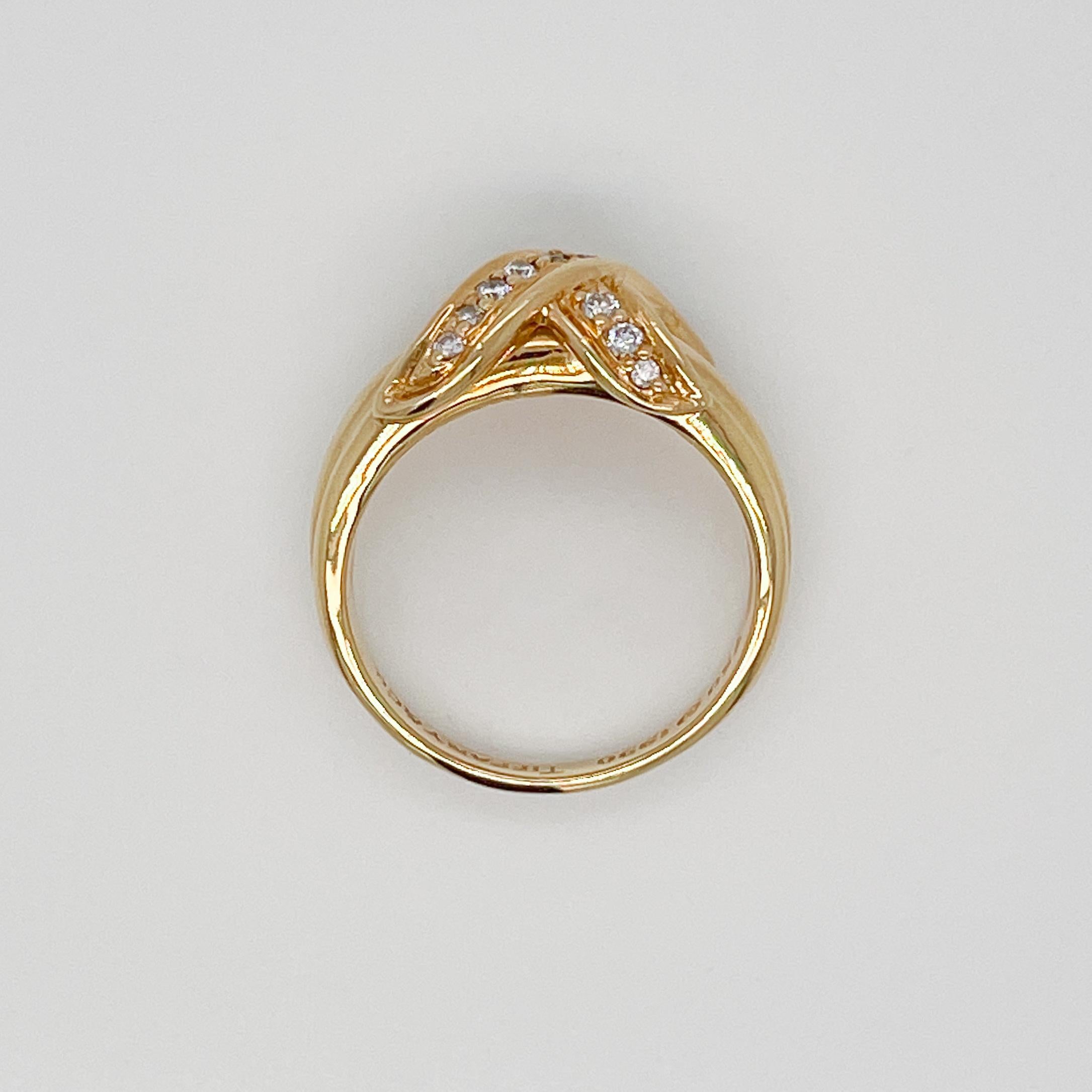 Retro Vintage 1990s Tiffany & Co. 18 Karat Gold & Diamond 'X' Ring For Sale