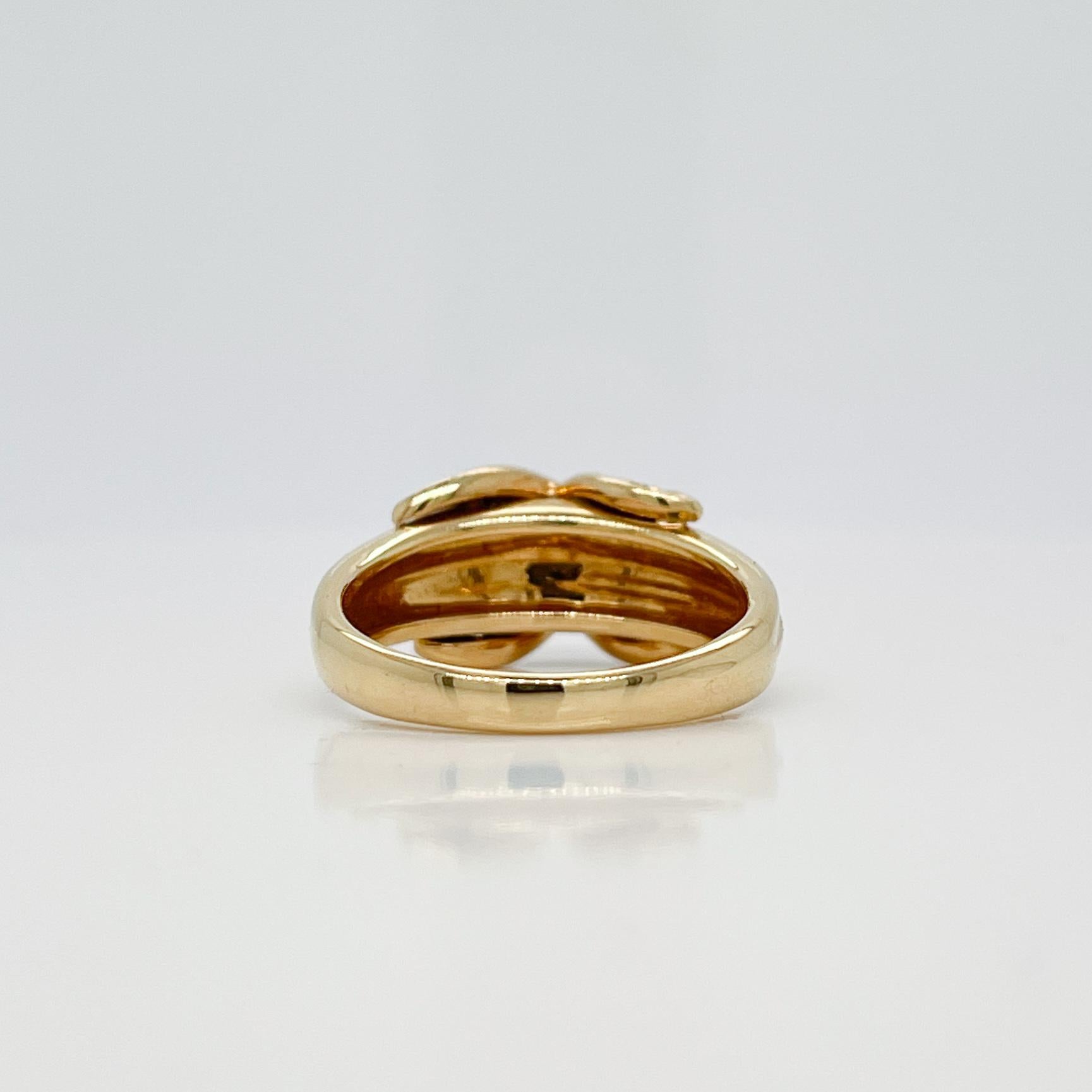 Women's or Men's Vintage 1990s Tiffany & Co. 18 Karat Gold & Diamond 'X' Ring For Sale
