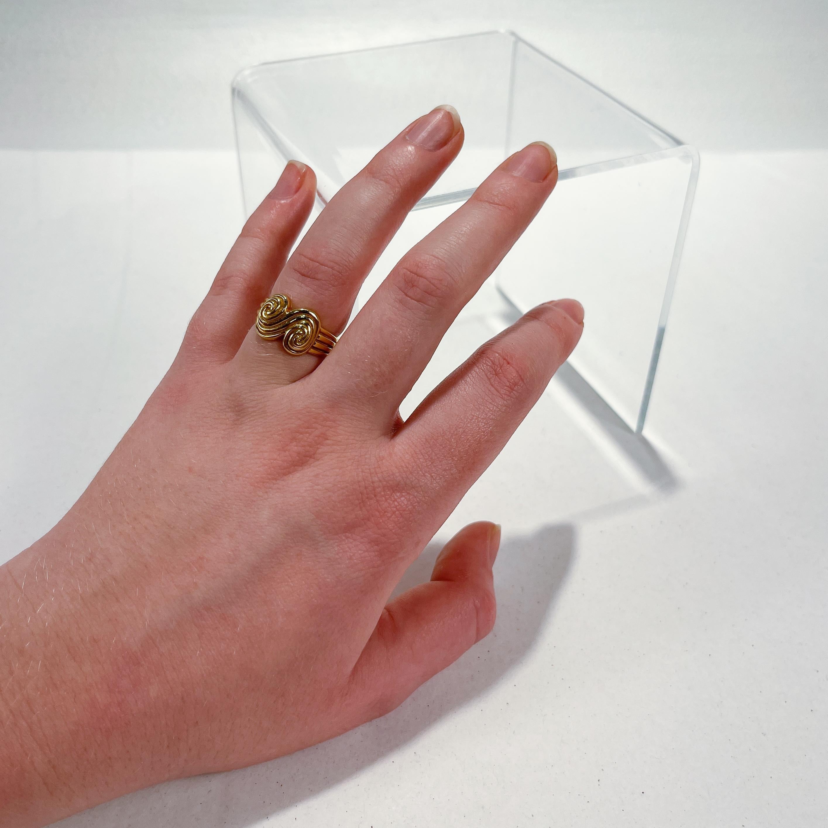 Vintage 1990s Tiffany & Co. 18 Karat Gold 'Spiro Swirl' Ring Size 6 3