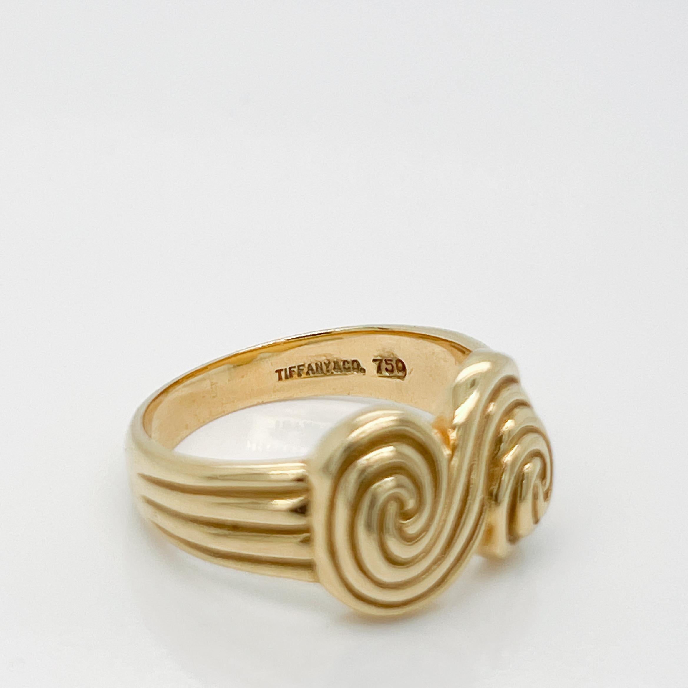 Vintage 1990s Tiffany & Co. 18 Karat Gold 'Spiro Swirl' Ring Size 6  1