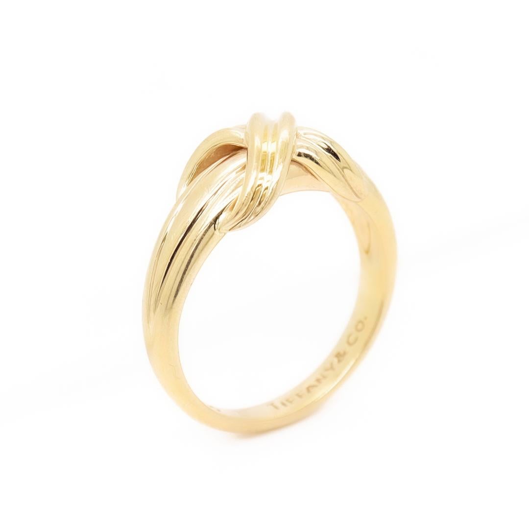 Women's Vintage 1990s Tiffany & Co. 18k Gold 'X' Ring  For Sale