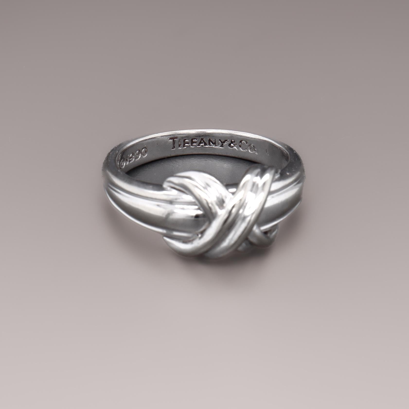 Vintage 1990's Tiffany and Co. 18K White Gold Signature 'X' Ring