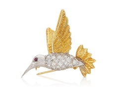 Vintage 1990s Tiffany & Co. Diamond Humming Bird Brooch