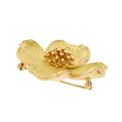 Vintage 1990er Jahre Tiffany & Co. Hundsbaumblüten-Brosche aus Gelbgold