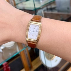 Vintage 1990's Tiffany & Co. Dual Time Quartz Flip Watch 18k Yellow Gold
