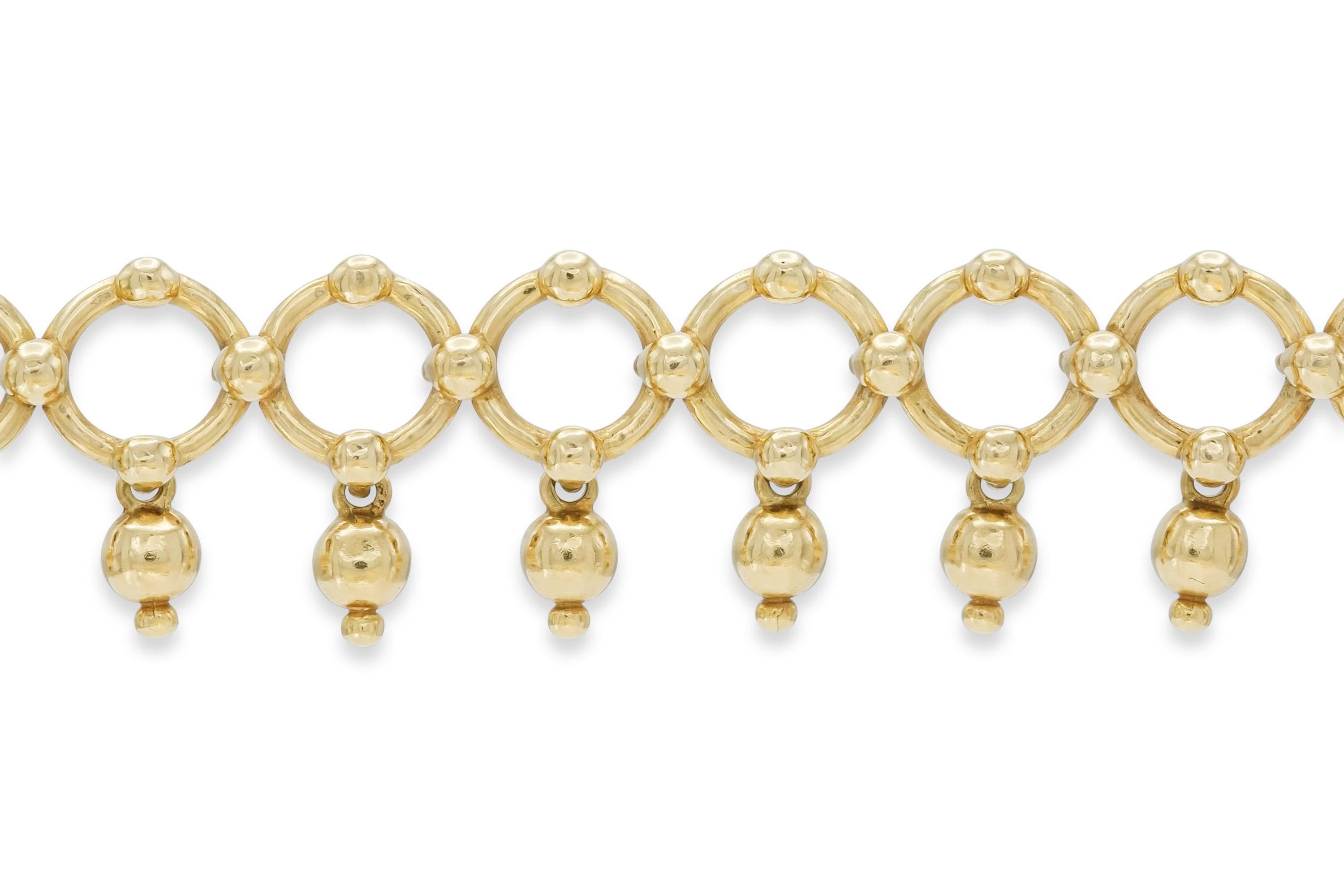 Vintage 1990 Tiffany & Co. Bracelet cercles et perles d'or Bon état - En vente à New York, NY
