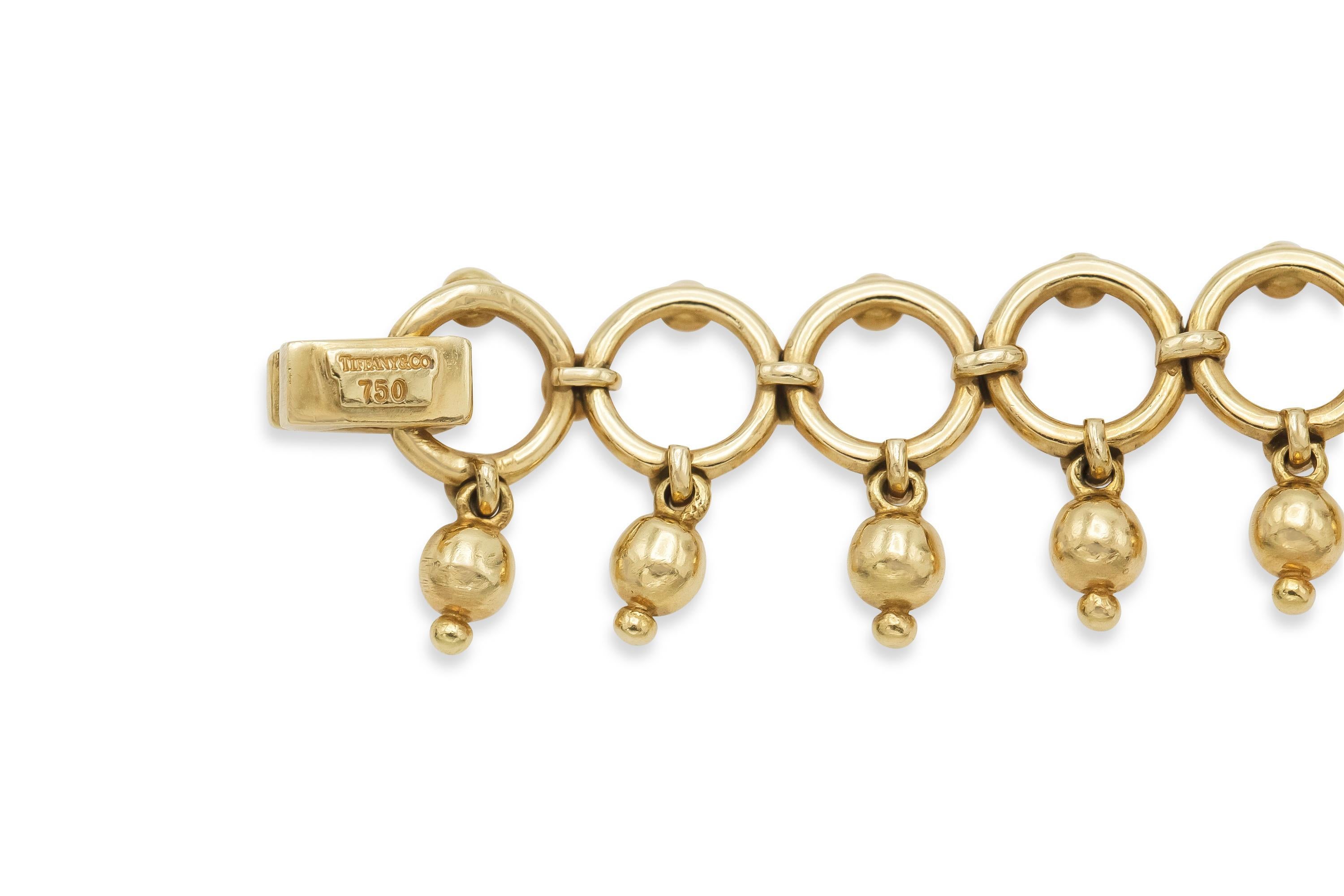 Vintage 1990 Tiffany & Co. Bracelet cercles et perles d'or Pour femmes en vente