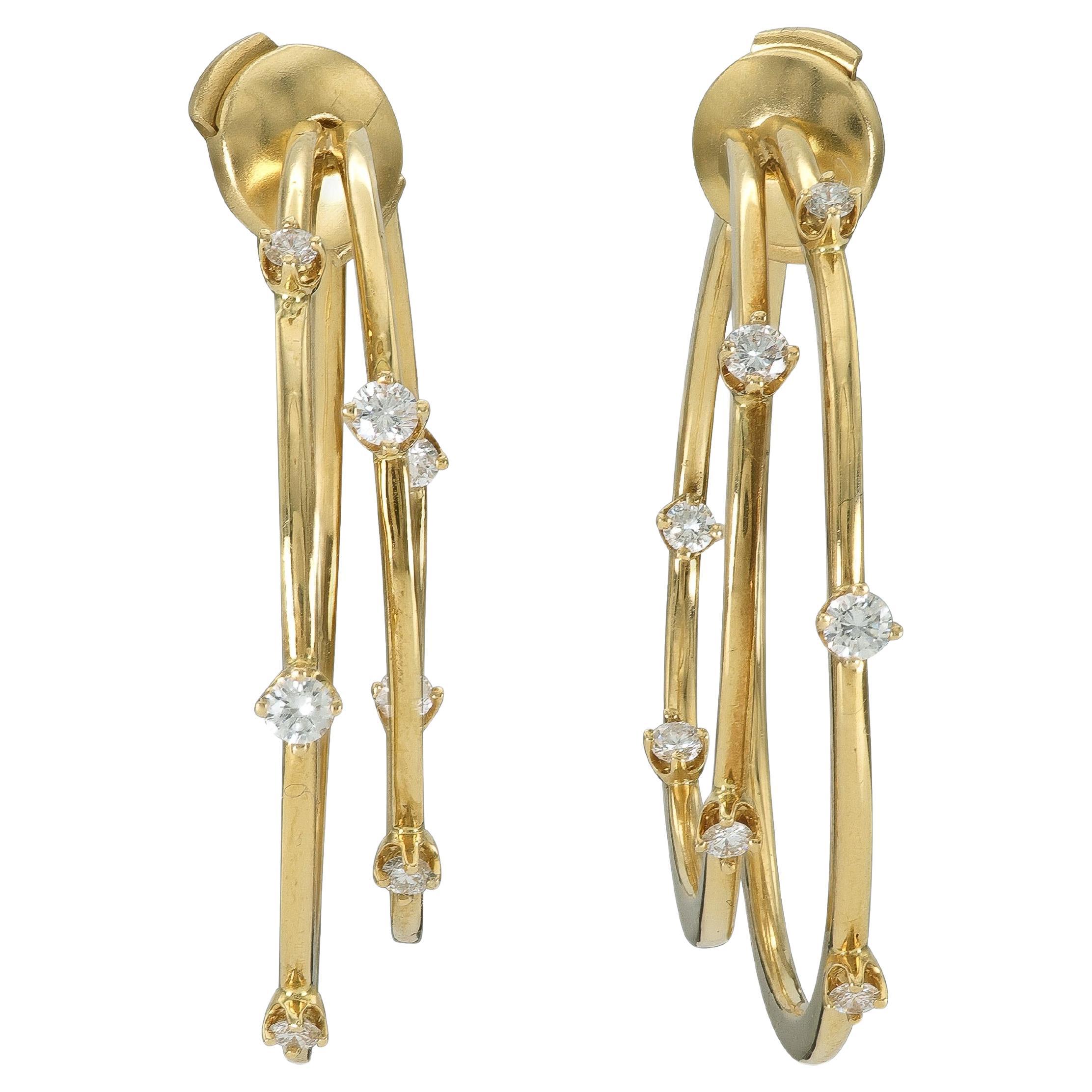 Vintage 1990er Jahre Tiffany & Co. Goldene Doppelringohrringe mit Diamanten