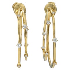 Vintage anni '90 Tiffany & Co. Orecchini a doppio cerchio in oro con diamanti