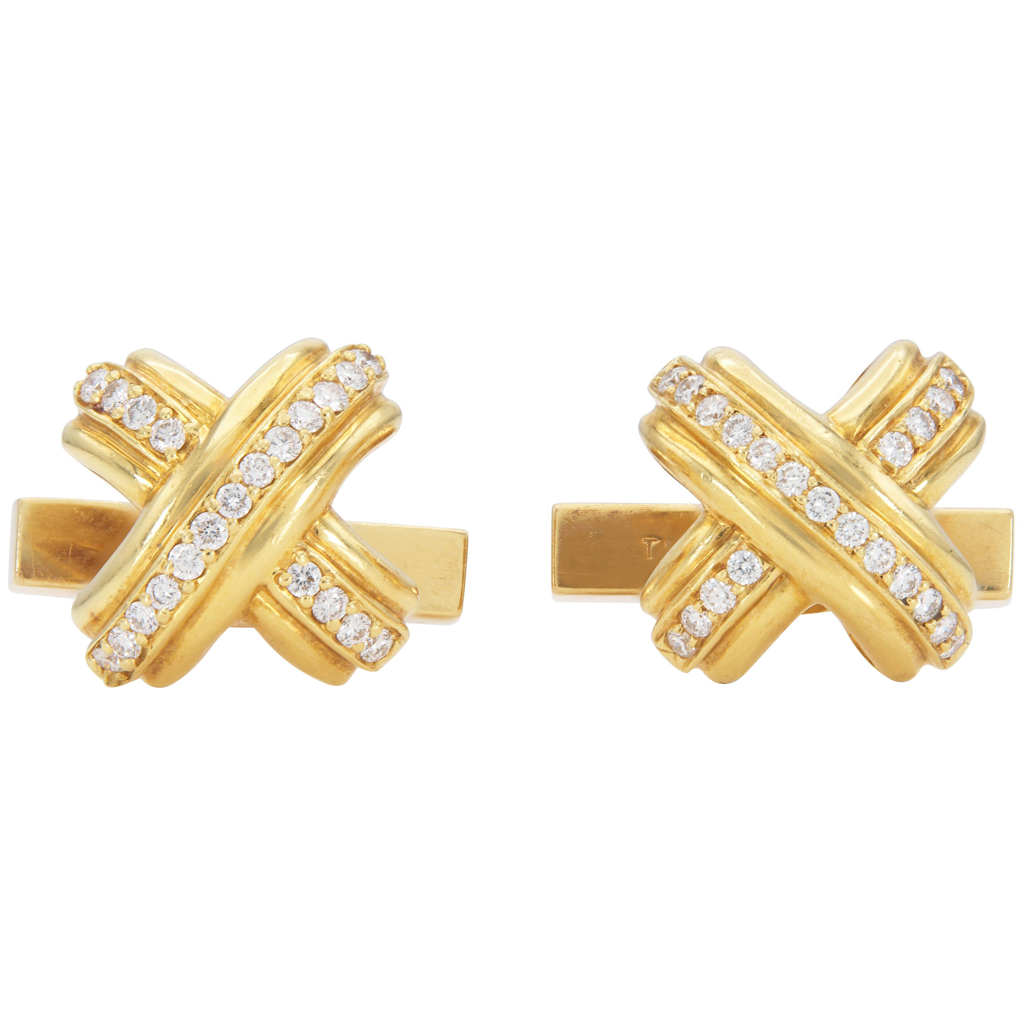 Vintage años 90 Tiffany & Co. Gemelos X con diamantes