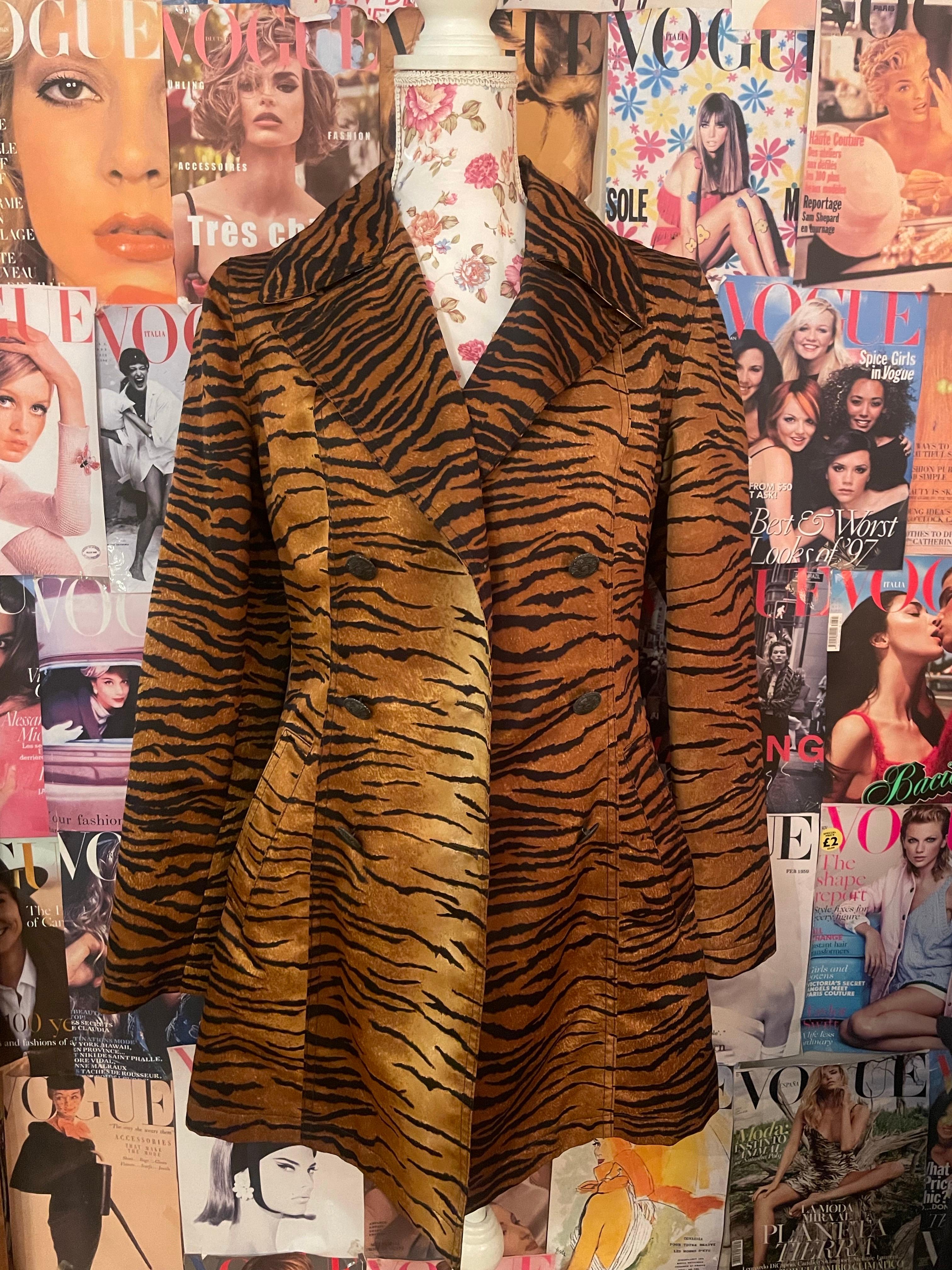 Brown Vintage 1990s tiger print trench coat  Moschino Jeans