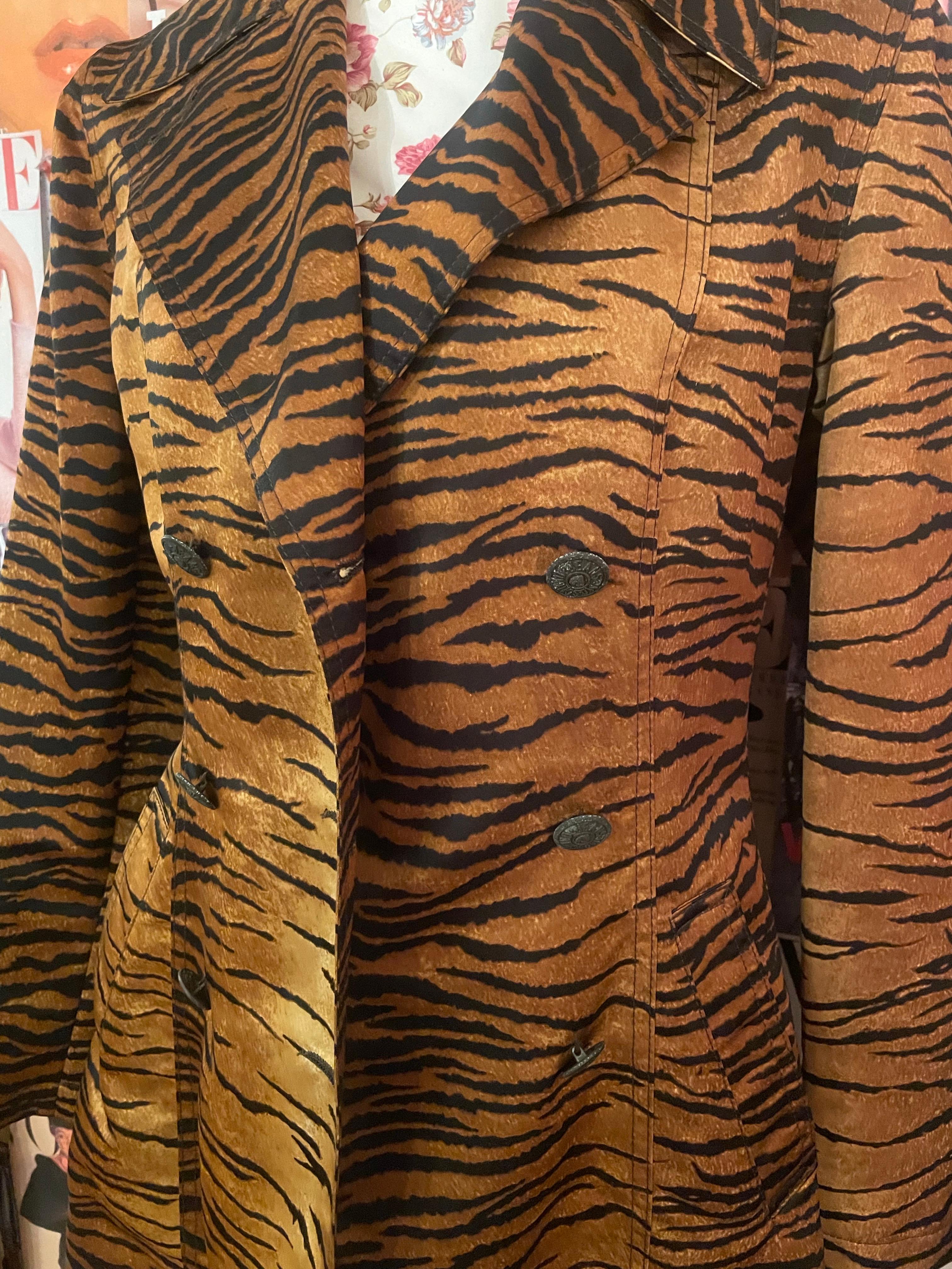Vintage 1990s tiger print trench coat  Moschino Jeans 1