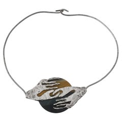 Vintage 1990S Unusual Silver Modernist Necklace