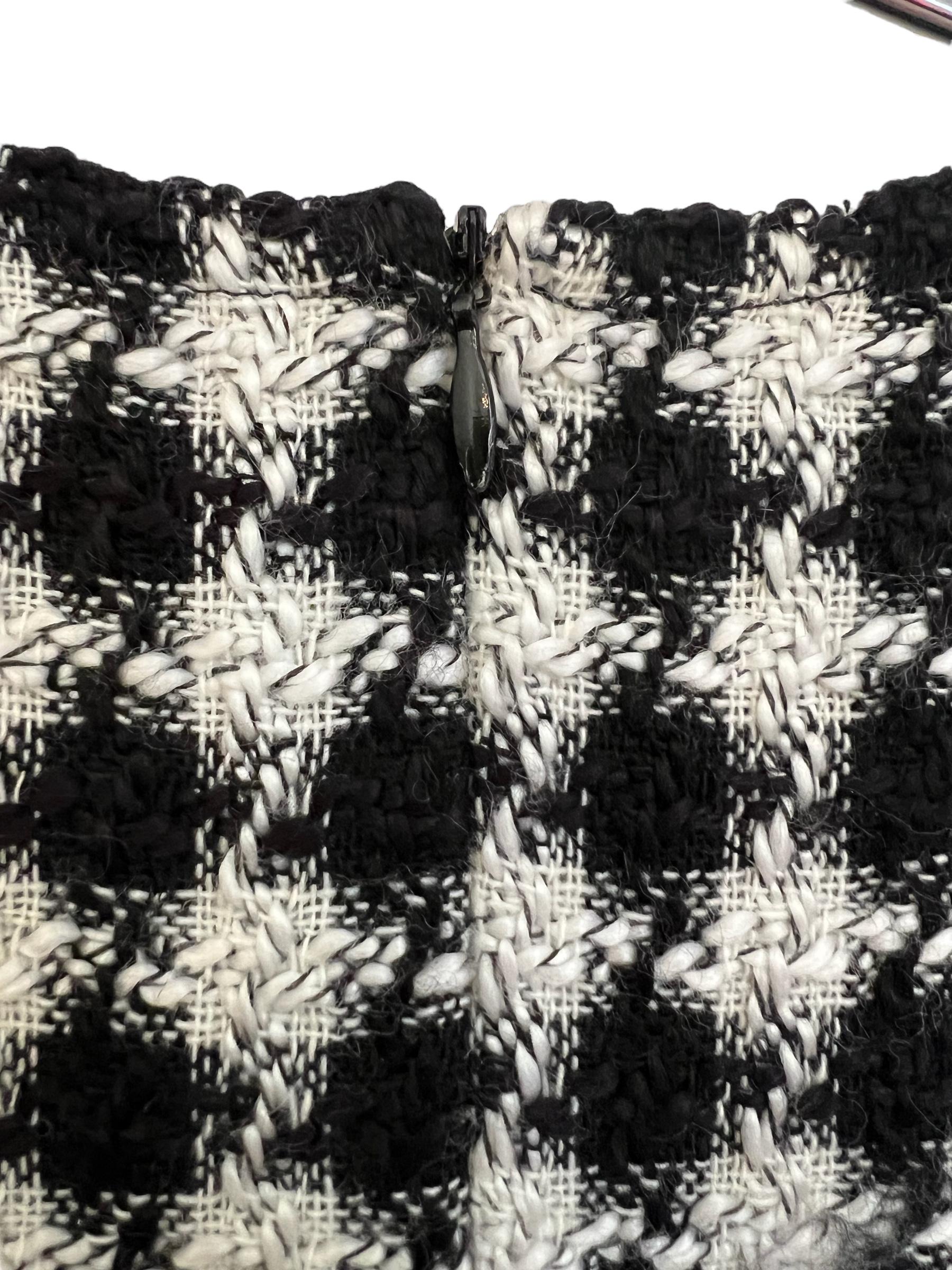 Vintage 1990's Versace Black White Tweed Boucle Jacket Matching Mini Dress Set  8