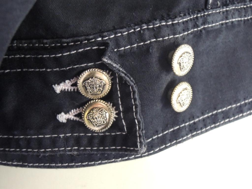 Black Vintage 1990s Versace Jeans Couture Denim Jean Jacket For Sale