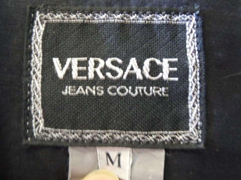 Vintage 1990s Versace Jeans Couture Denim Jean Jacket For Sale at 1stDibs