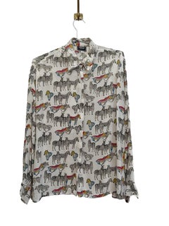 Vintage 1990's Versace Jeans Couture Zebra Cartoon Pattern Long sleeve Shirt
