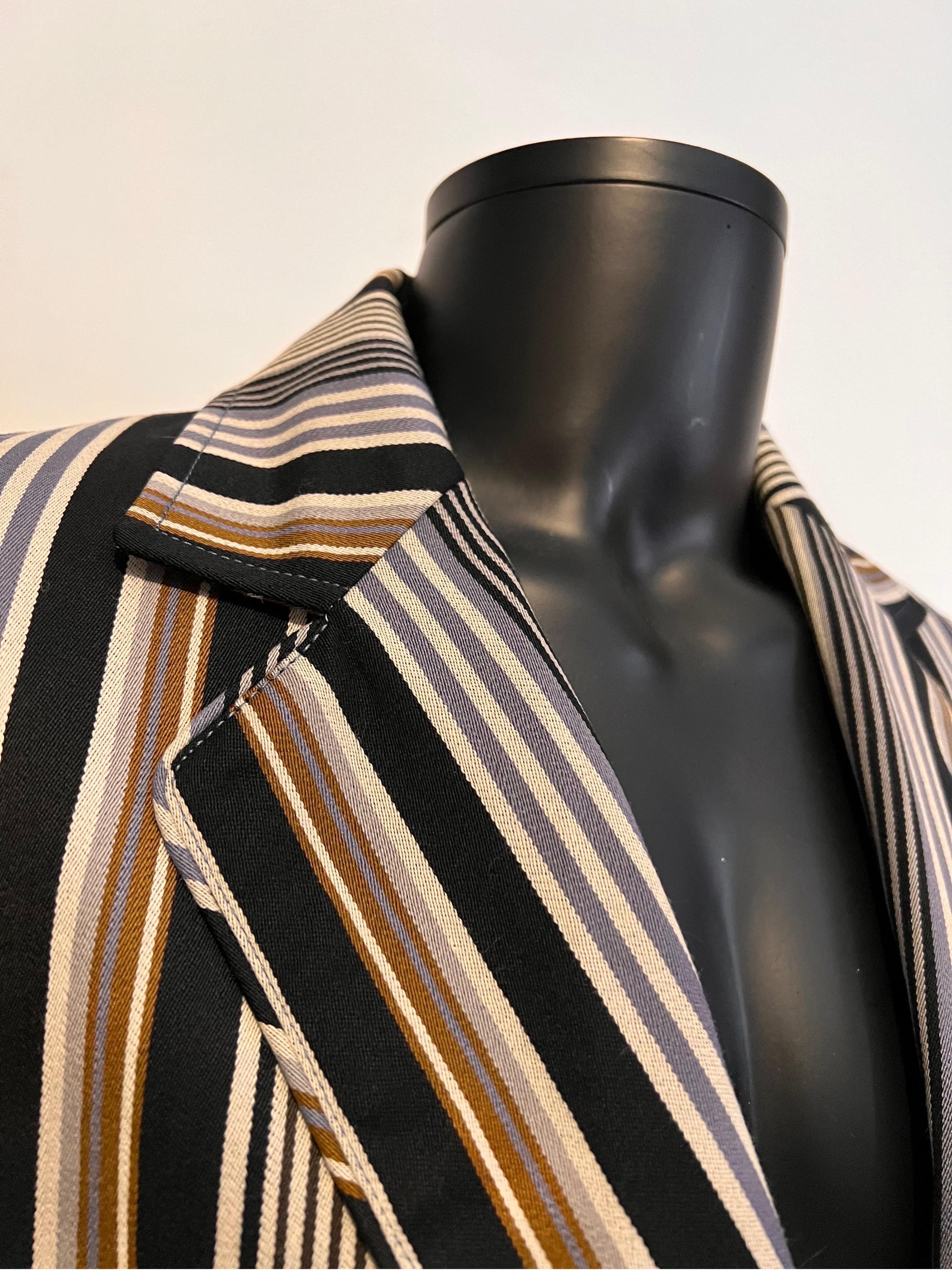 Black Vintage 1990’s Vivienne Westwood MAN multi stripe jacket with cuff link buttons  For Sale