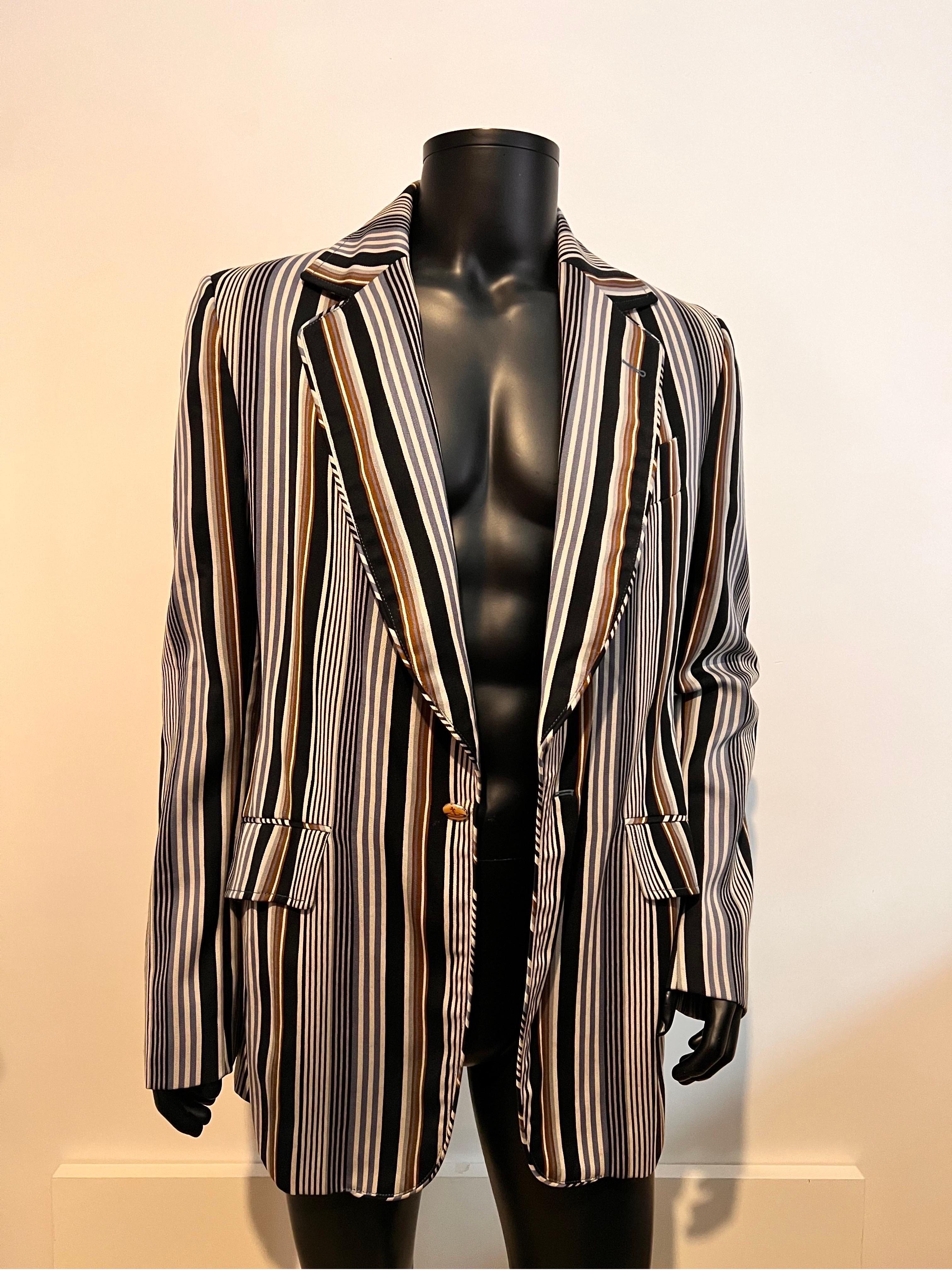 Vintage 1990’s Vivienne Westwood MAN multi stripe jacket with cuff link buttons  For Sale 1