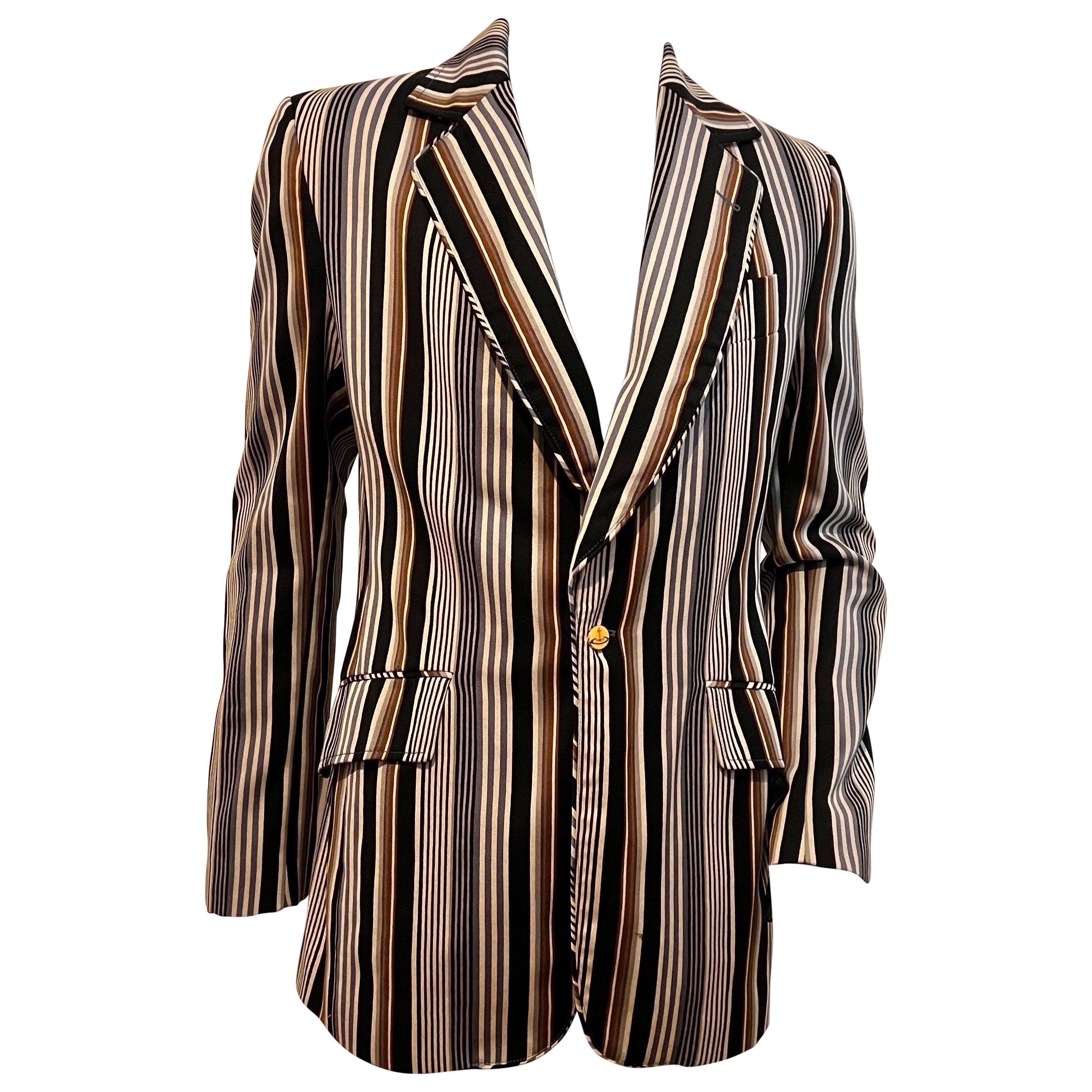 Chaqueta multirayas vintage años 90 Vivienne Westwood MAN con botones de gemelos en venta