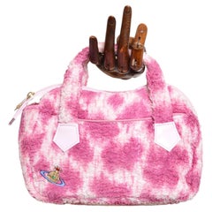 Mini bolso vintage años 90 Vivienne Westwood rosa con estampado de leopardo - Toalla