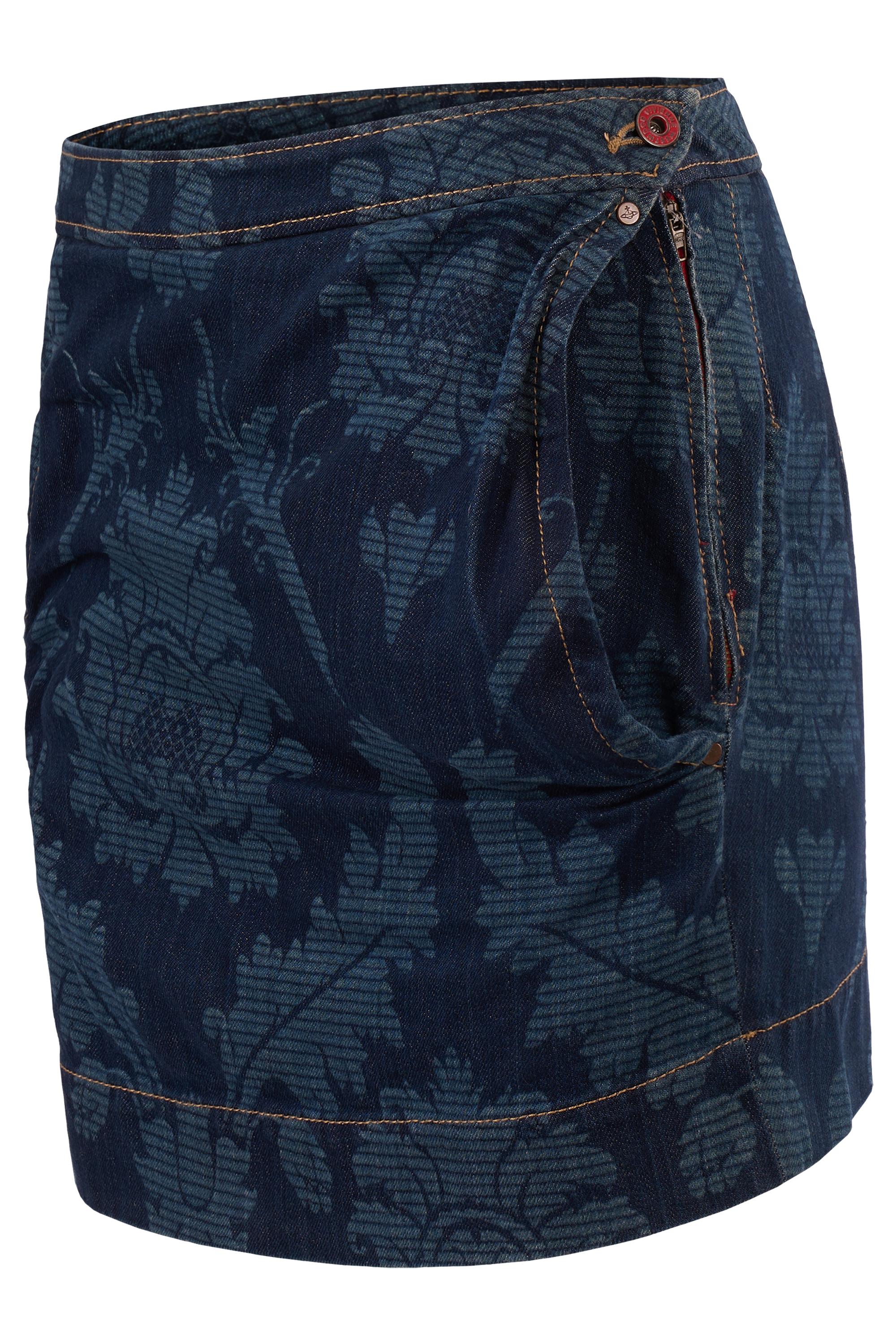 Falda vaquera estampada vintage años 90 Vivienne Westwood Negro en venta