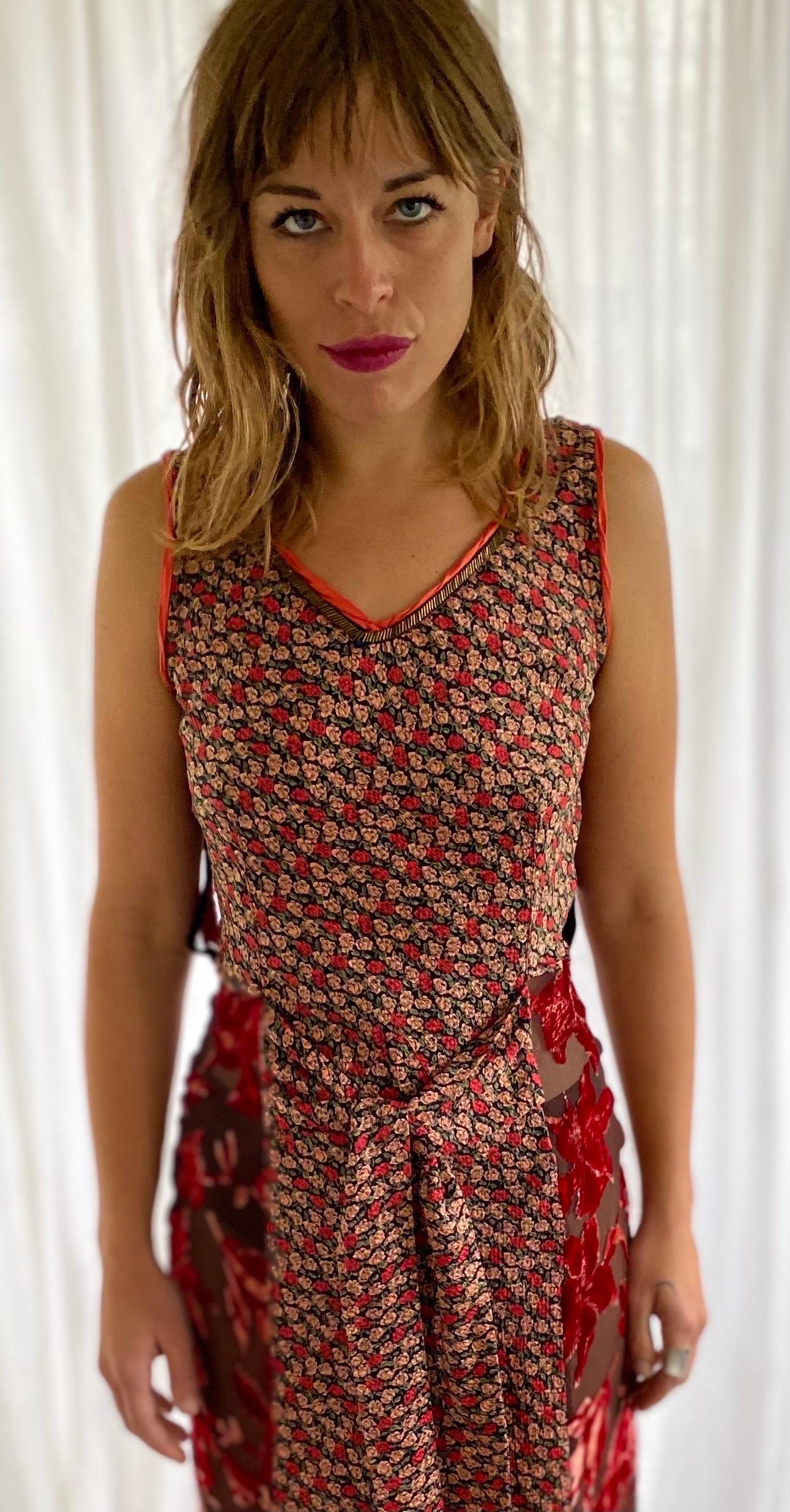Black Voyage Invest in the Original Vintage 1990s Silk and Devore Velvet Dress