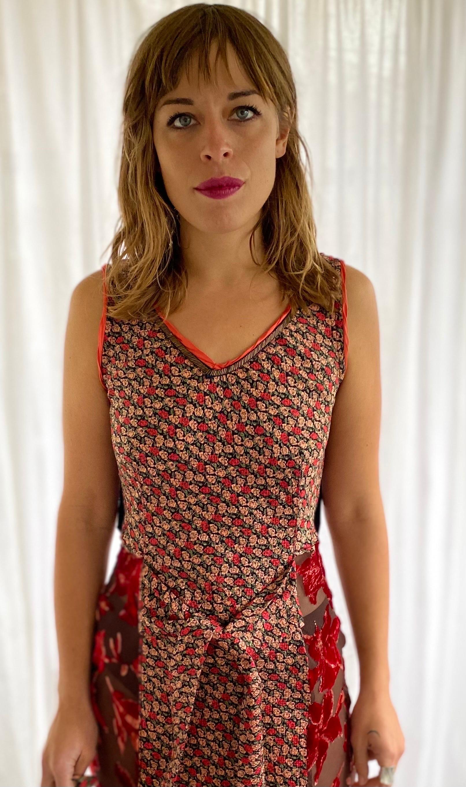 Women's Voyage Invest in the Original Vintage 1990s Silk and Devore Velvet Dress