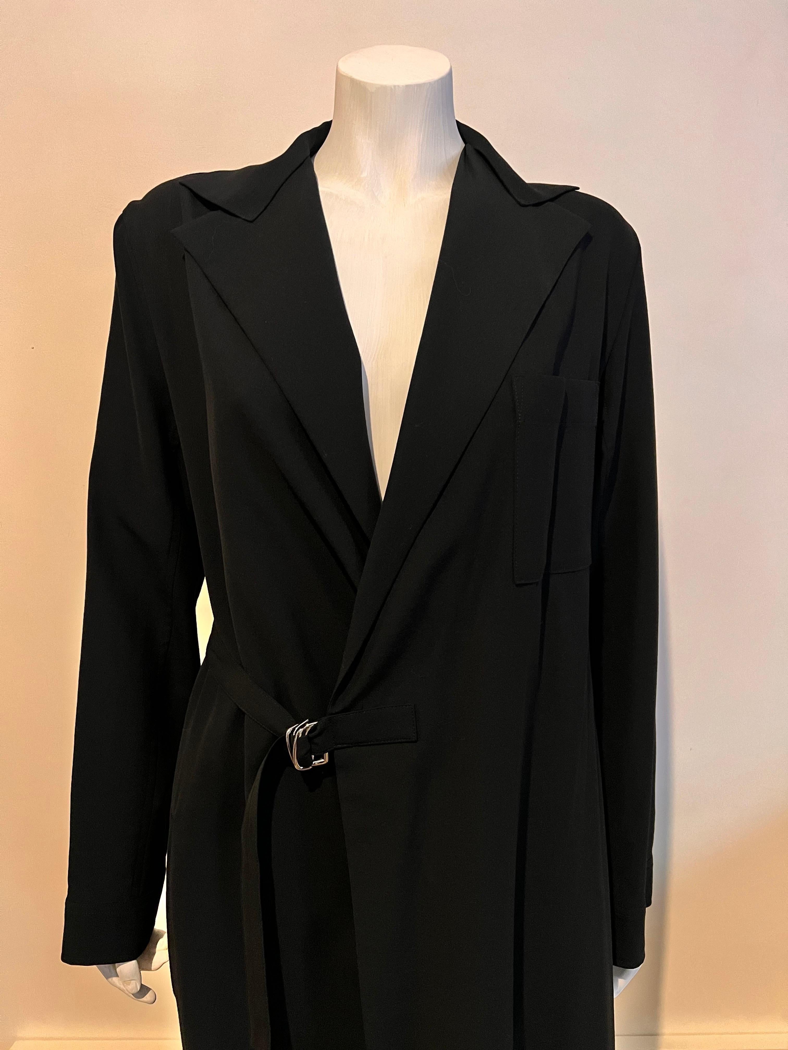 Vintage 1990’s Y’s by Yohji Yamamoto long line unstructured jacket/coat with buckle tie detail closure, also press studded closing to lower section

Sophisticated style in a truly timeless silhouette and shape 

Size Medium but would fit multiple