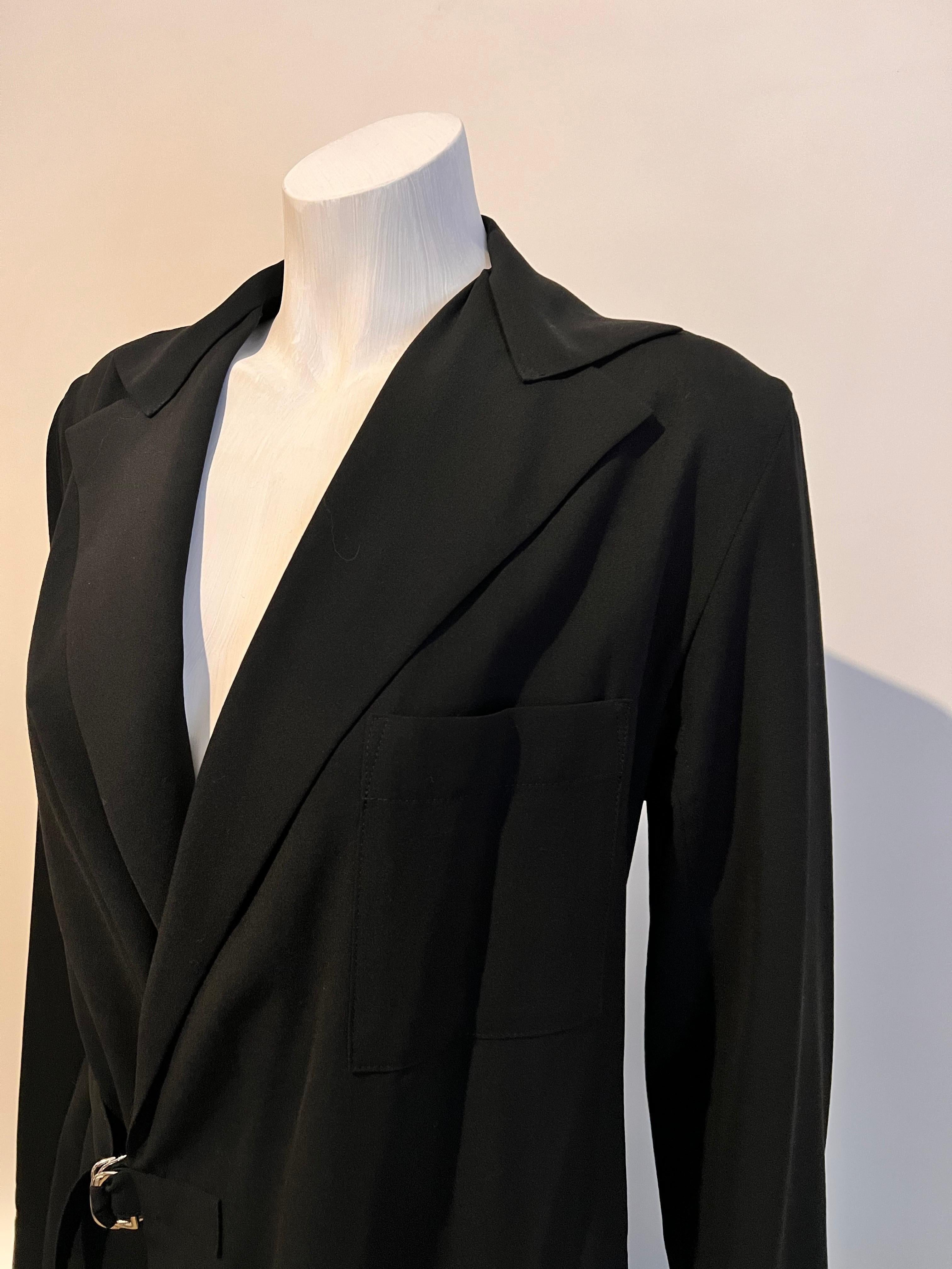 Black Vintage 1990’s Y’s by Yohji Yamamoto long unstructured coat with buckle detail  For Sale