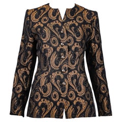 Vintage 1990s YSL Rive Gauche Structured Blazer in Gold Metallic Jacquard