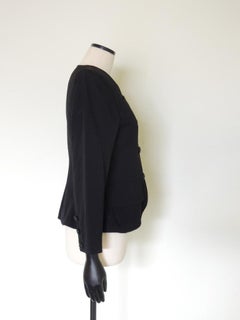 Vintage 1990s Yves Saint Laurent Rive Form Fitting Black Wool Jacket