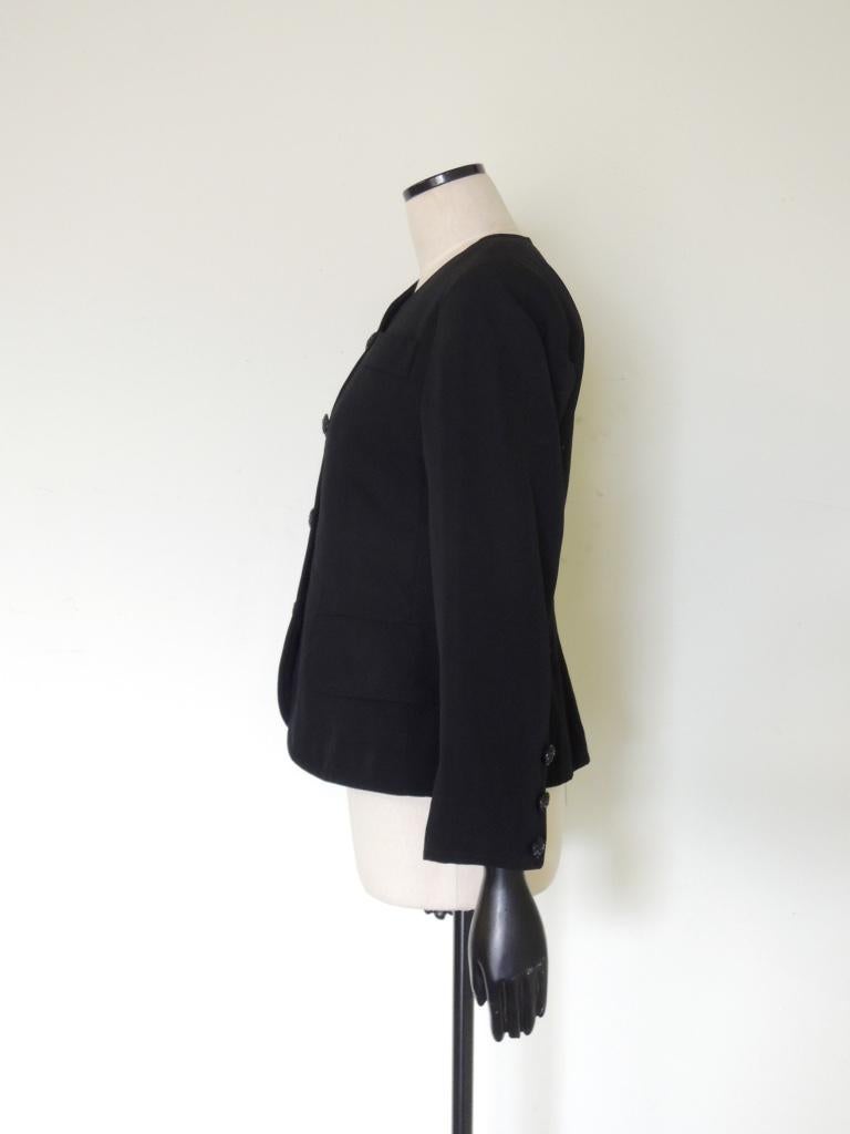Vintage 1990s Yves Saint Laurent Rive Form Fitting Black Wool Jacket In Good Condition For Sale In Oakland, CA