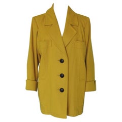 Vintage 1990s Yves Saint Laurent Rive Gauche Boxy Yellow Wool Coat